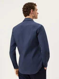 Best Slim Fit Overdye Poplin Shirt With Open Collar Camisas Casuais
