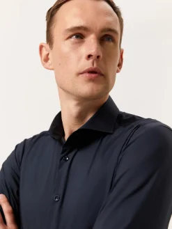 Slim Fit Performance Poplin Shirt with Dublin Collar Camisas Clássicas
