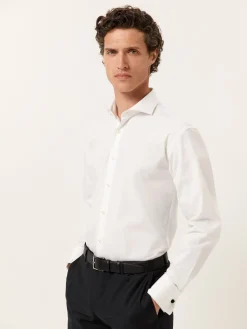 Best Slim Fit Performance Poplin Shirt with Dublin Collar Slim and Double Cuff Camisas Clássicas