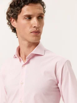 New Slim Fit Performance Striped Shirt with Dublin Collar Camisas Clássicas
