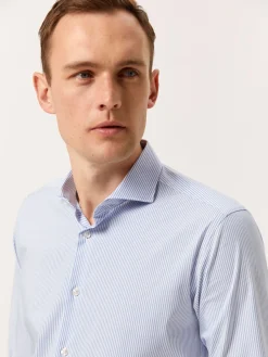 Online Slim Fit Performance Striped Shirt with Dublin Collar Camisas Clássicas