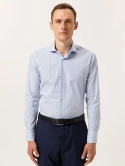 Online Slim Fit Performance Striped Shirt with Dublin Collar Camisas Clássicas
