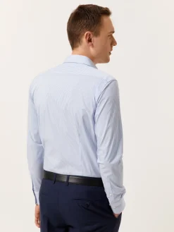 Online Slim Fit Performance Striped Shirt with Dublin Collar Camisas Clássicas