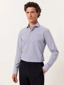 New Slim Fit Performance Striped Shirt with Dublin Collar Camisas Clássicas