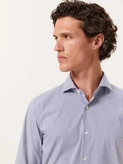 New Slim Fit Performance Striped Shirt with Dublin Collar Camisas Clássicas