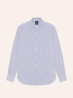 New Slim Fit Performance Striped Shirt with Dublin Collar Camisas Clássicas
