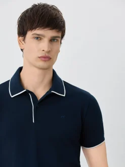 Clearance Slim Fit Piqué Polo With Logo Embroidery In Cotton Blend Polos