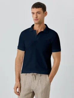 New Slim Fit Piqué Polo With Ribbed Cuba Collar In BCI Cotton Polos