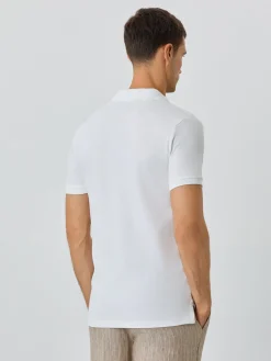 New Slim Fit Piqué Polo With Ribbed Cuba Collar In BCI Cotton Polos
