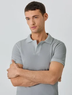 New Slim Fit Piqué Polo With Ribbed Cuba Collar In BCI Cotton Polos