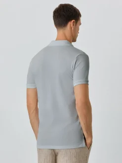 New Slim Fit Piqué Polo With Ribbed Cuba Collar In BCI Cotton Polos
