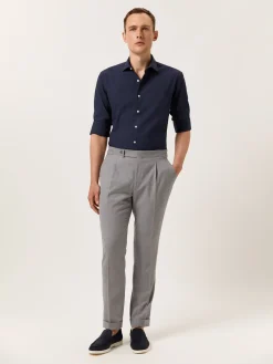 Best Slim Fit Piquet Structure Garment Dye Shirt with Open Collar Camisas Casuais