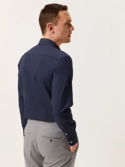 Best Slim Fit Piquet Structure Garment Dye Shirt with Open Collar Camisas Casuais