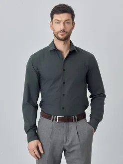 Hot Slim fit poplin over dye shirt Camisas Casuais