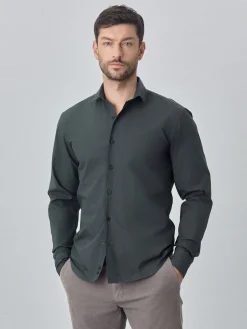 Hot Slim fit poplin over dye shirt Camisas Casuais