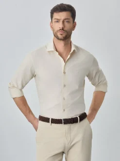Hot Slim fit poplin over dye shirt Camisas Casuais