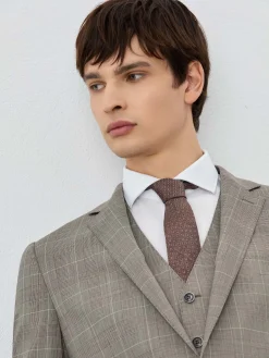 Outlet Slim Fit Prince Of Wales 3 Pieces Suit In Wool-elastane Blend Fatos
