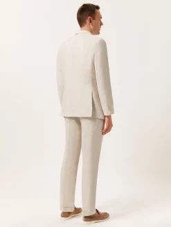 Slim Fit Prince of Wales Check Suit in Pure Linen Fatos