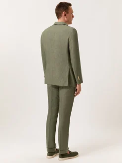 Outlet Slim Fit Prince of Wales Check Suit in Pure Linen Fatos