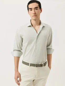 Clearance Slim Fit Pyrus Striped Shirt With Soft Satin Finish Camisas Casuais