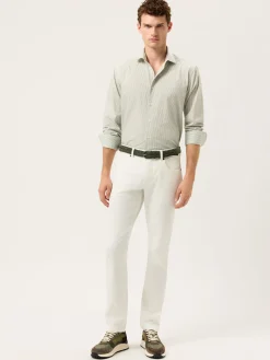 Clearance Slim Fit Pyrus Striped Shirt With Soft Satin Finish Camisas Casuais