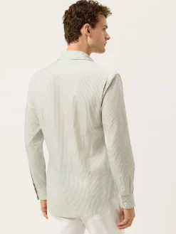 Clearance Slim Fit Pyrus Striped Shirt With Soft Satin Finish Camisas Casuais