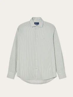 Clearance Slim Fit Pyrus Striped Shirt With Soft Satin Finish Camisas Casuais