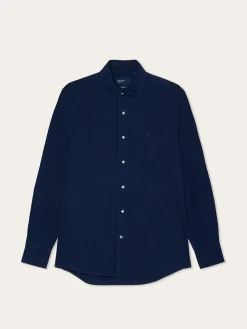 New Slim Fit Shirt In Jacquard Denim With Garment Wash Finish Camisas Casuais