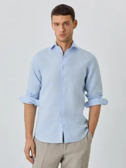 Online Slim Fit Shirt With Bristol Collar In Linen Camisas Clássicas