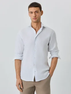 Online Slim Fit Shirt With Bristol Collar In Linen Camisas Clássicas