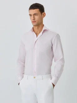 Hot Slim Fit Shirt With Dublin Collar In Cotton With Stripes Camisas Clássicas
