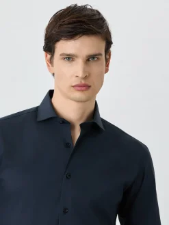 Slim Fit Shirt With Dublin Collar In Cotton Blend Camisas Clássicas