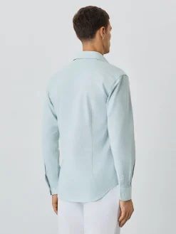 Online Slim Fit Shirt With Open Collar in Cotton-elastane Blend Camisas Casuais