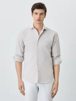 Online Slim Fit Shirt With Open Collar in Cotton-elastane Blend Camisas Casuais