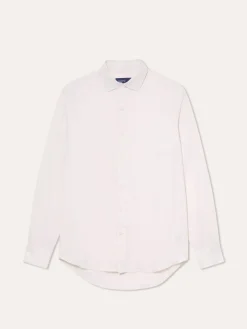 Discount Slim Fit Slub Mélange Cotton Twill Shirt with Open Collar Camisas Casuais