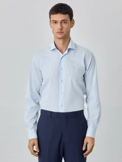Online Slim fit sof satin striped shirt Camisas Casuais