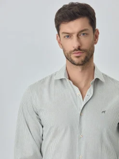 Discount Slim fit sof satin striped shirt Camisas Casuais