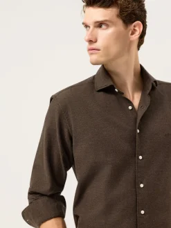 Online Slim Fit Soft Cotton Flannel Shirt With Newport Collar Camisas Casuais