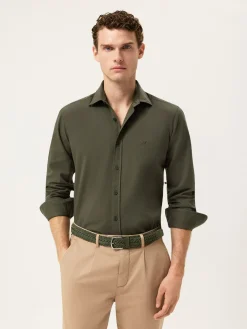 Best Slim Fit Soft Cotton Twill Shirt With Garment-Dyed Finish Camisas Casuais