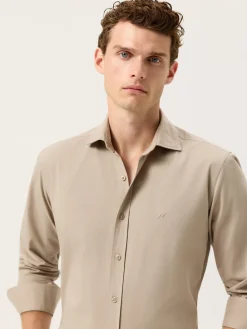 Best Slim Fit Soft Cotton Twill Shirt With Garment-Dyed Finish Camisas Casuais