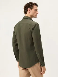 Best Slim Fit Soft Cotton Twill Shirt With Garment-Dyed Finish Camisas Casuais
