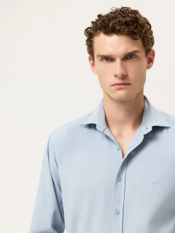 Best Slim Fit Soft Cotton Twill Shirt With Garment-Dyed Finish Camisas Casuais