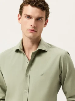 Best Slim Fit Soft Cotton Twill Shirt With Garment-Dyed Finish Camisas Casuais