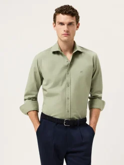 Best Slim Fit Soft Cotton Twill Shirt With Garment-Dyed Finish Camisas Casuais