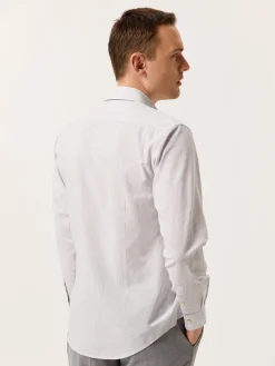 Best Slim Fit Striped Cotton Linen Shirt with Open Collar Camisas Casuais