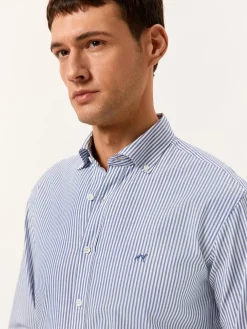 Online Slim Fit Striped Oxford Shirt in 100I Cotton Camisas Casuais|Camisas Casuais