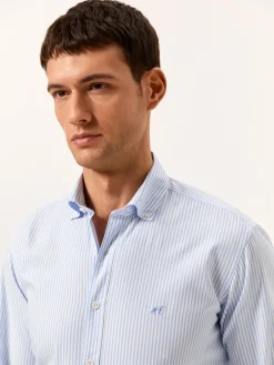 Discount Slim Fit Striped Oxford Shirt in 100I Cotton Camisas Casuais|Camisas Casuais