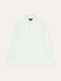 Clearance Slim Fit Striped Shirt in BCI Cotton with Open Collar Camisas Casuais