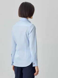 Sale Slim Fit Striped Shirt With Gold Cuffs Buttons In Cotton MULHER Camisas