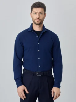 New Slim fit structure washed shirt Camisas Casuais